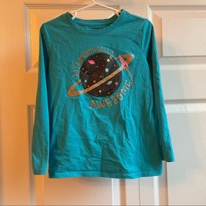 Cat & Jack girls teal long sleeve planet shirt XS